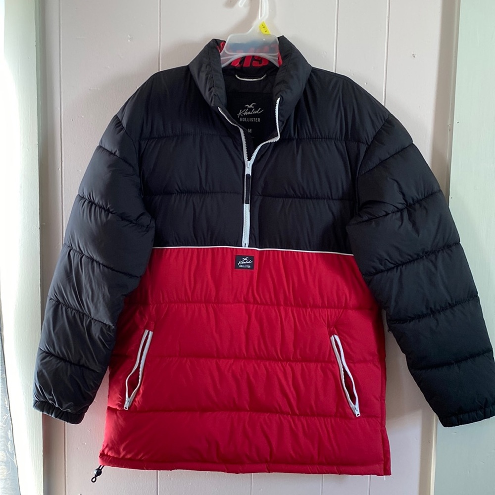 Hollister Khalid Red & Black Puffer Jacket